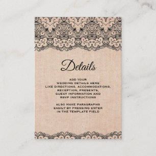 Details zum Vintagen schwarzen Rustikal Begleitkarte