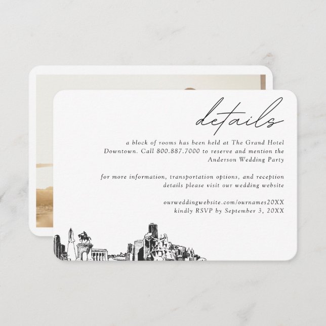 Details zum Zimmerblock Houston Wedding Hotel Begleitkarte (Vorne/Hinten)