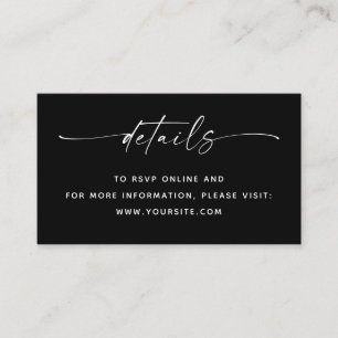 Details zur Black-Tie-Hochzeit + QR-Code   Minimal Begleitkarte