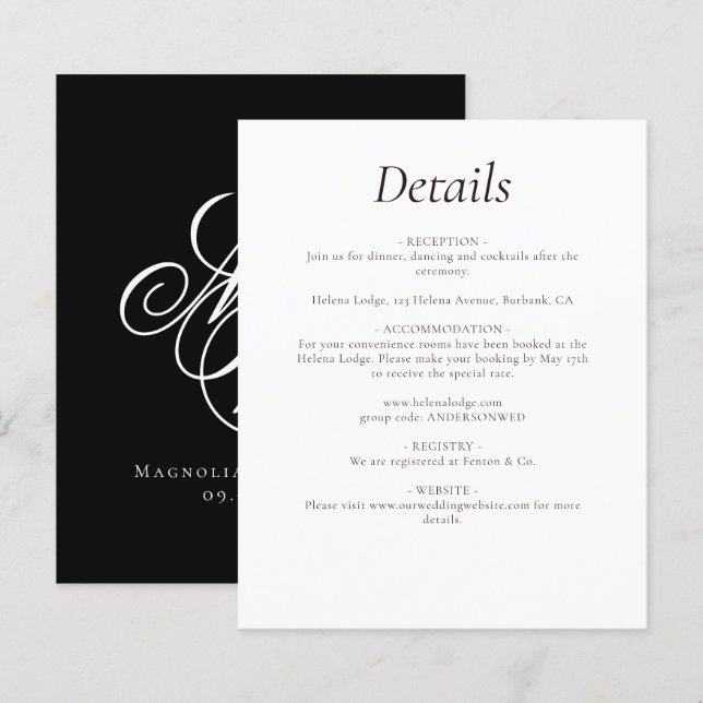 Details zur Black Wedding für das Budget Monogram (Vorne/Hinten)