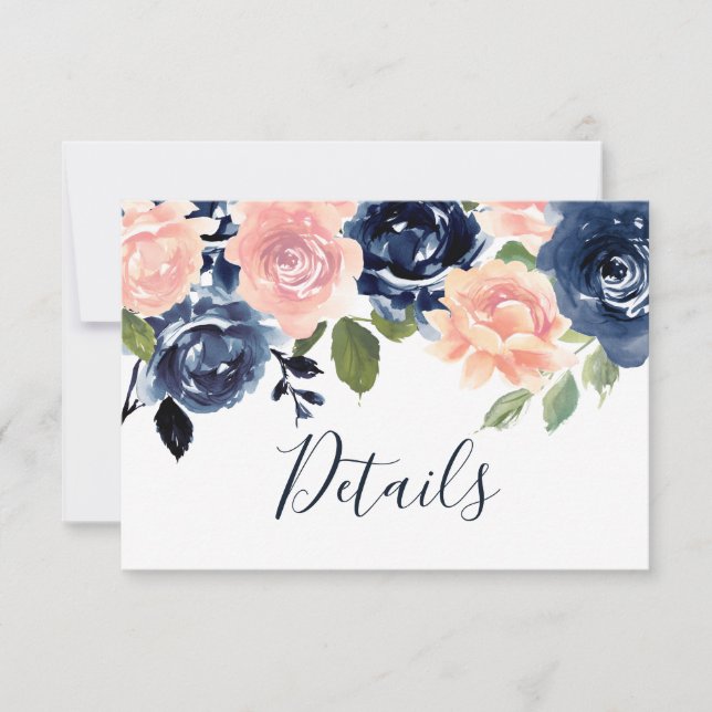 Details zur Blush & Navy-Hochzeitskarte Einladung (Vorderseite)