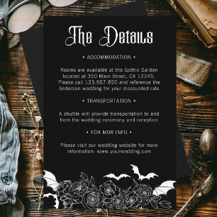 Details zur Boho Gothic Botanical Black Wedding Begleitkarte