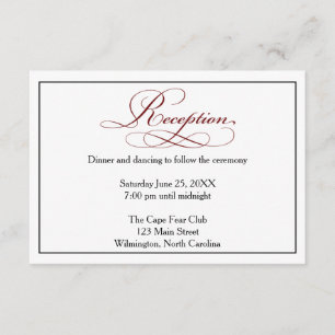 Details zur Deep Red Script Wedding Card Begleitkarte