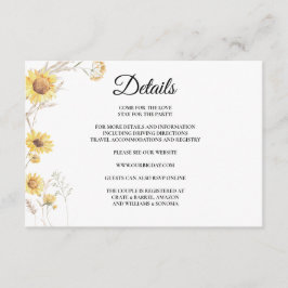 Details zur eleganten Boho Sonnenblumenverschlussk Begleitkarte