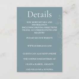 Details zur eleganten hellblauen Faltkarte Begleitkarte