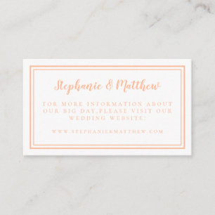 Details zur eleganten Minimal Peach Wedding Websit Begleitkarte