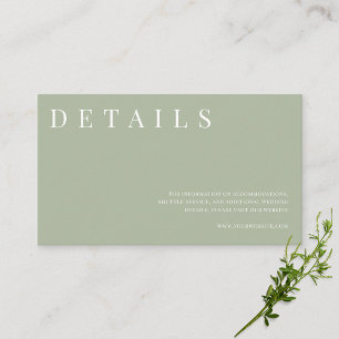 Details zur feierlichen Hochzeit im Format Grün Begleitkarte