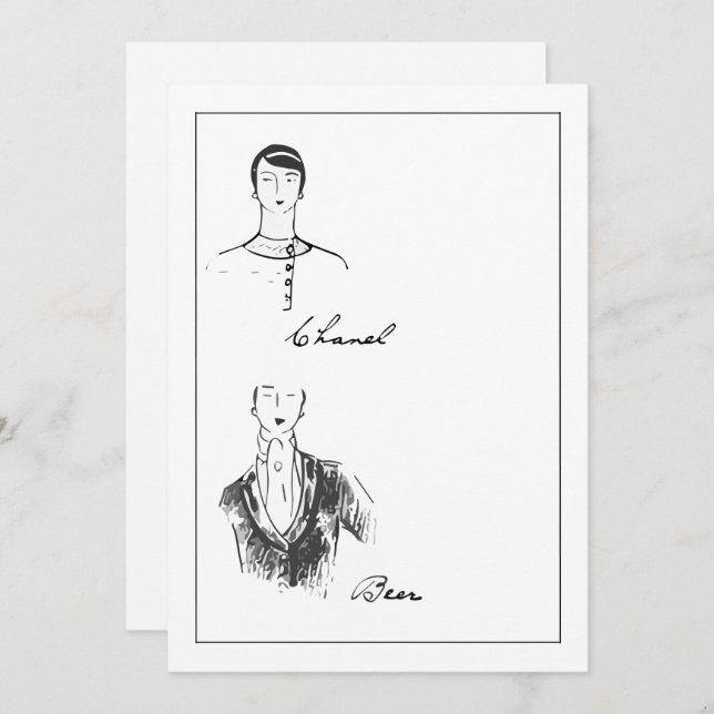 Details zur französischen Mode von 1925 Save The Date (Vorne/Hinten)