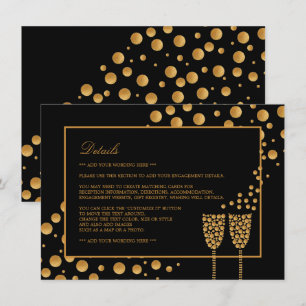 Details zur Gold Champagne Bubbles Engagement Einladung