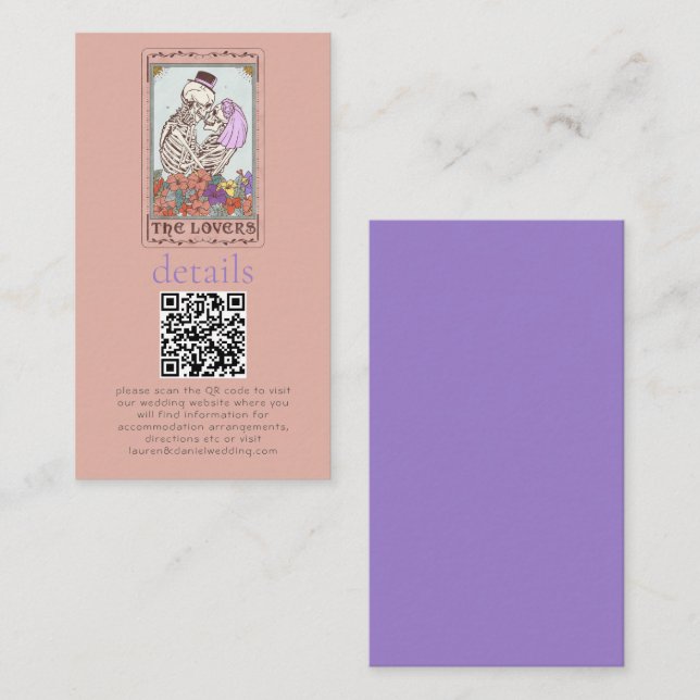 Details zur gotischen Tarot-Karte QR Hochzeit Begleitkarte (Vorne/Hinten)