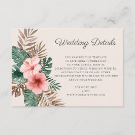 Details zur grünen Wasserfarbe Tropische Hochzeite Begleitkarte