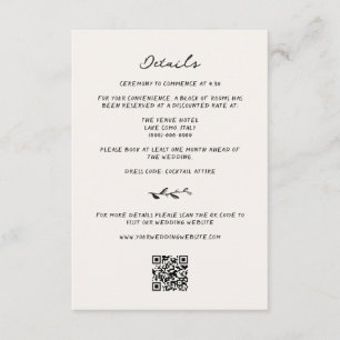 Details zur handgezogenen Weinkrähe Begleitkarte