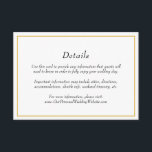 Details zur Hochzeit an der Goldgrenze Begleitkarte<br><div class="desc">Elegante Hochzeitsdetails Umschließungskarte mit einem goldenen Rahmen für Imitate,  der Ihre Details in Kursivschrift umgibt. Diese eleganten Einfriedungskarten geben Ihren Gästen wichtige Informationen zu Ihrem besonderen Tag und sind perfekt für eine feierliche Hochzeit.</div>
