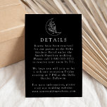 Details zur Hochzeit auf dem eleganten Mond und de Begleitkarte<br><div class="desc">Diese Hochzeitskarte wurde speziell für die Koordination mit unserer Hochzeitskollektion Eleganter Botanischer Mond und Sterne konzipiert und zeigt eine Kunstdarstellung in weißer Linie eines mit Sternen geschmückten Mondes mit Blattwerk auf schwarzem Hintergrund. Personalisieren Sie die Schwarz-Weiß-Karte mit wichtigen Informationen wie Hotelunterkunft,  Transport,  Empfang Details,  Hochzeitswebsite und vieles mehr!</div>