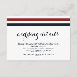 Details zur Hochzeit Blau Rot und Weiß Begleitkarte