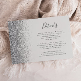 Details zur Hochzeit des blassgrauen Silber-Glitze Begleitkarte