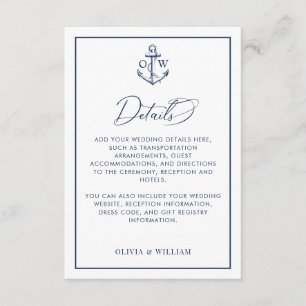 Details zur Hochzeit des Nautic Anchor Monogram Begleitkarte