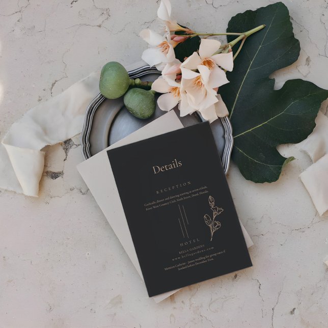 Details zur Hochzeit des Royal Black Simple Minima Begleitkarte (Von Creator hochgeladen)