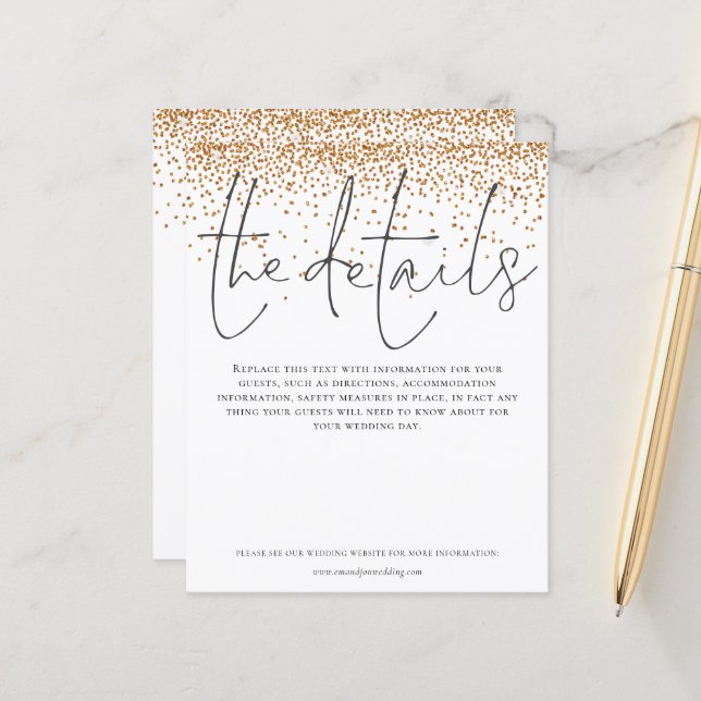 Details zur Hochzeit Gold Glitzer (Vorderseite/Rückseite Beispiel)