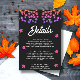 Details zur Hochzeit im Herbst der Blätter Schwarz Begleitkarte