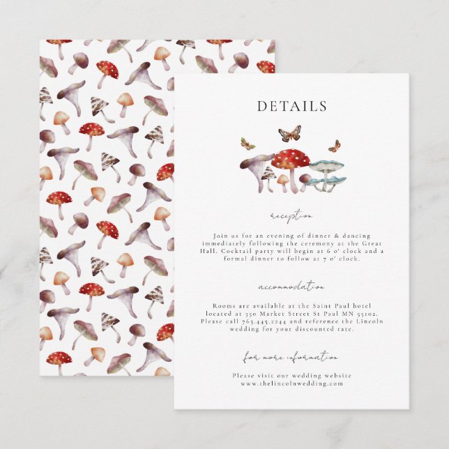 Details zur Hochzeit im Mushroom Begleitkarte (Vorne/Hinten)
