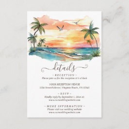 Details zur Hochzeit im tropischen Sonnenuntergang Begleitkarte