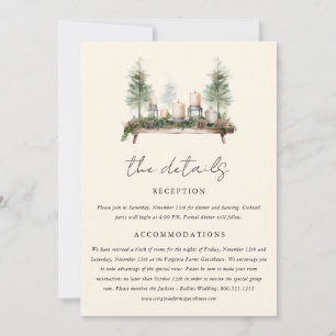 Details zur Hochzeit im Wasserfarbenwald Boho Einladung