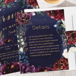 Details zur Hochzeit in Burgund<br><div class="desc">Eine burgundische Hochzeitseinladung mit einer Zusammenstellung von marineblauen und bordeauxblauen Blume mit Eukalyptusgrün und Goldelementen,  die die Einladung funkeln lassen.</div>