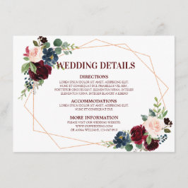 Details zur Hochzeit in Burgund Red Navy Begleitkarte