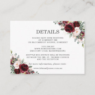 Details zur Hochzeit in Burgund Rosa Begleitkarte