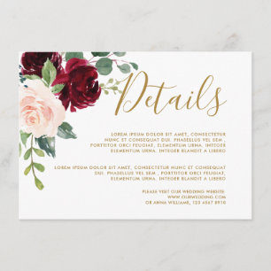 Details zur Hochzeit in Burgund, Rote Marine Begleitkarte