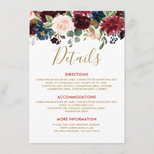 Details zur Hochzeit in Burgund, Rote Marine Begleitkarte