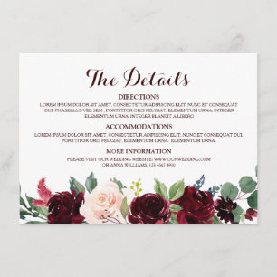 Details zur Hochzeit in Burgund, Rote Marine Begleitkarte