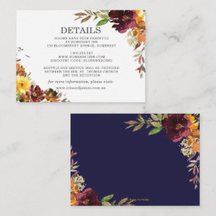 Details zur Hochzeit in burgundy-Gelb-Orange Begleitkarte