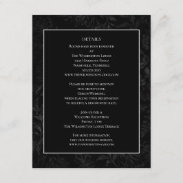 Details zur Hochzeit in einem eleganten Schwarzen  Begleitkarte