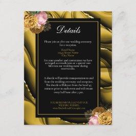 Details zur Hochzeit in Gold Black Floral Begleitkarte