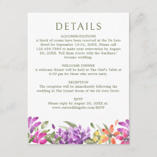 Details zur Hochzeit in leuchtenden Tropen Begleitkarte