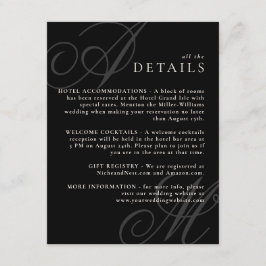 Details zur Hochzeit in Monogram, moderne Schwarz- Begleitkarte