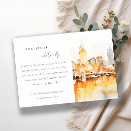 Details zur Hochzeit in Nashville City Skyline Begleitkarte