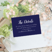 Details zur Hochzeit in Navy Blue