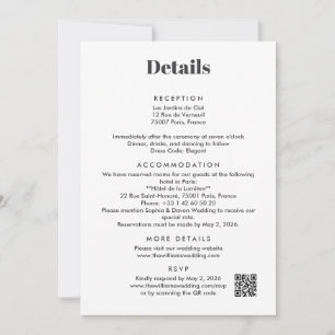Details zur Hochzeit in Paris als Anlage Einladung