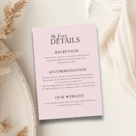 Details zur Hochzeit in Rosa Begleitkarte