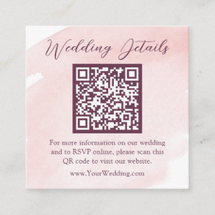 Details zur Hochzeit in Rosa QR-Code Begleitkarte