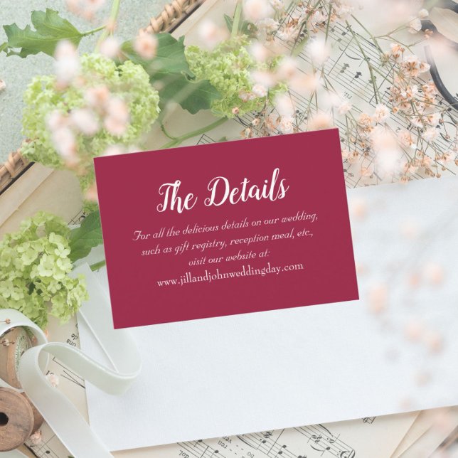 Details zur Hochzeit in Rot Begleitkarte (In Situ Wedding)