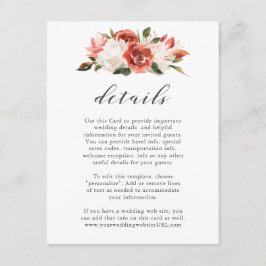 Details zur Hochzeit in Rot und Weiß Begleitkarte