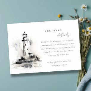 Details zur Hochzeit in Schwarz-Weiß-Leuchtturm Begleitkarte