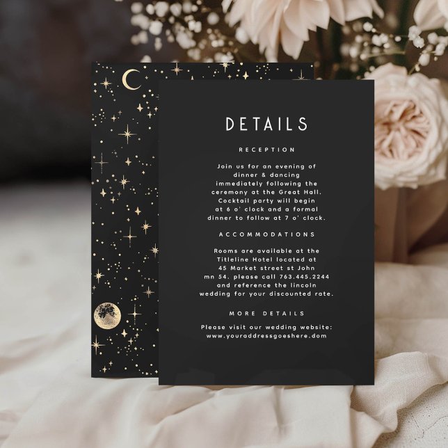 Details zur Hochzeit in Starry Night Celestial Bla Begleitkarte (Celestial Black Details Cards)