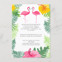 Details zur Hochzeit in tropischem Rosa Begleitkarte