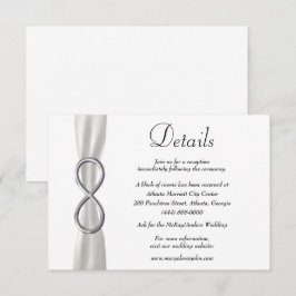 Details zur Hochzeit in weißem Band Begleitkarte
