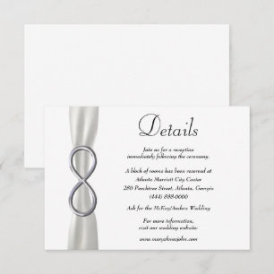 Details zur Hochzeit in weißem Band Begleitkarte